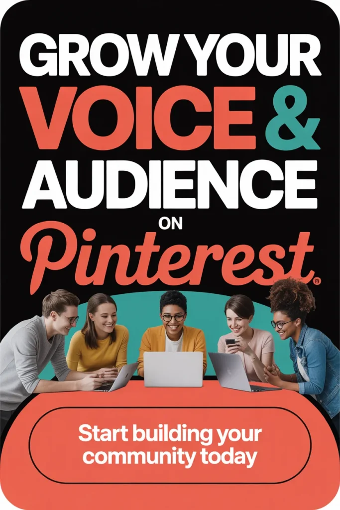 Promotional pin design for Pinterest creators and community growth