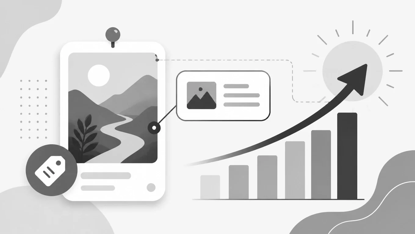 Greyscale illustration showing a graph with an upward arrow, representing SEO growth and ranking power.